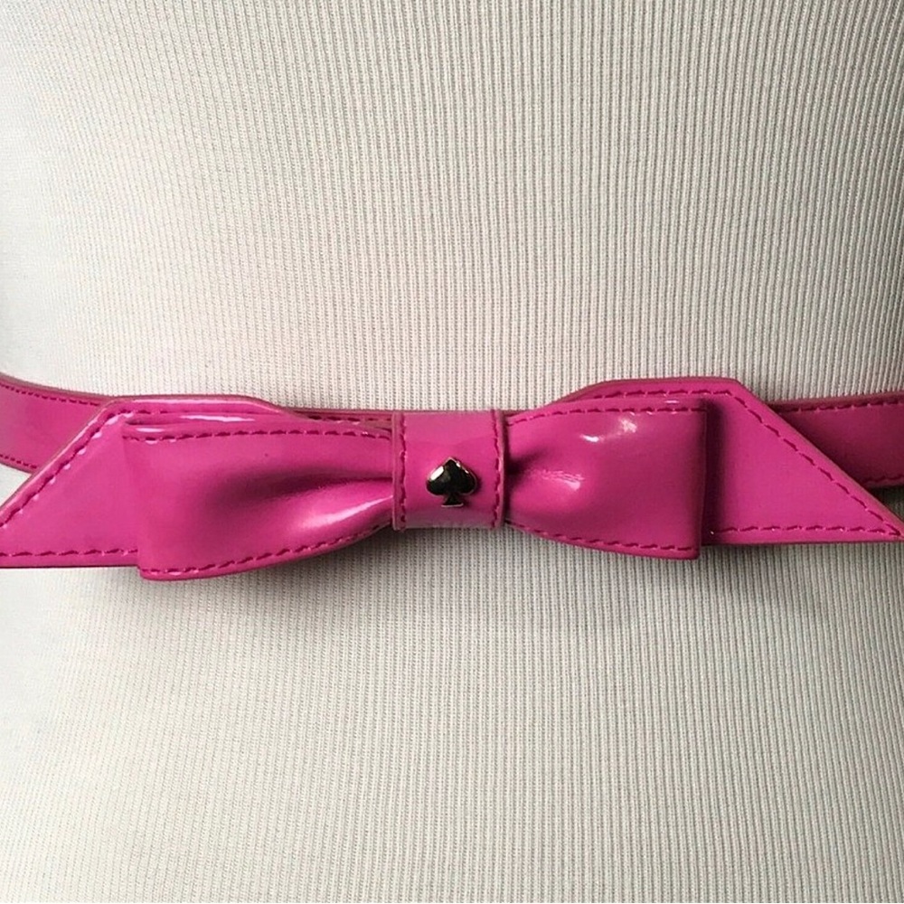 Kate Spade Pink Patent Leather Skinny Bow Belt